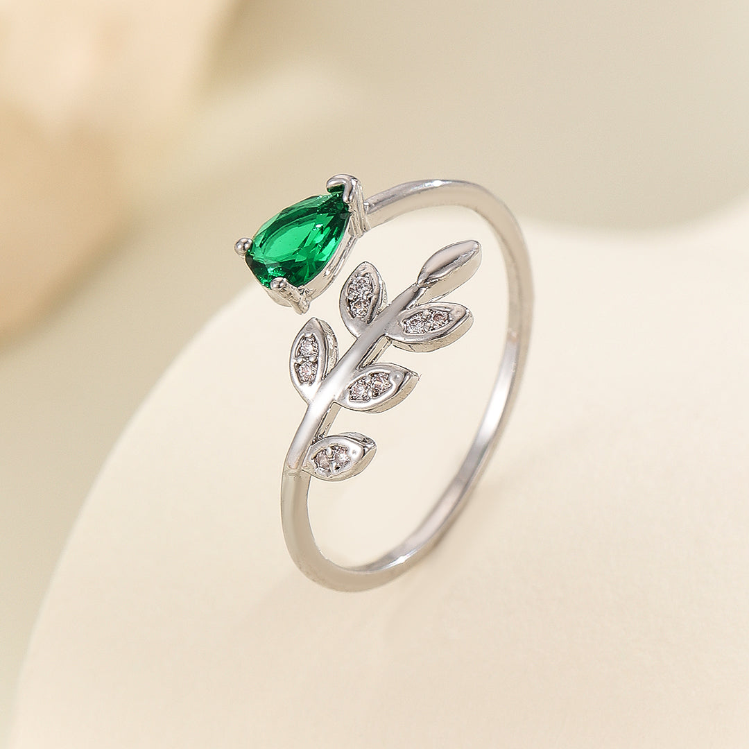 Pretty Green Leafy Radiance Ring - Reet Pehal