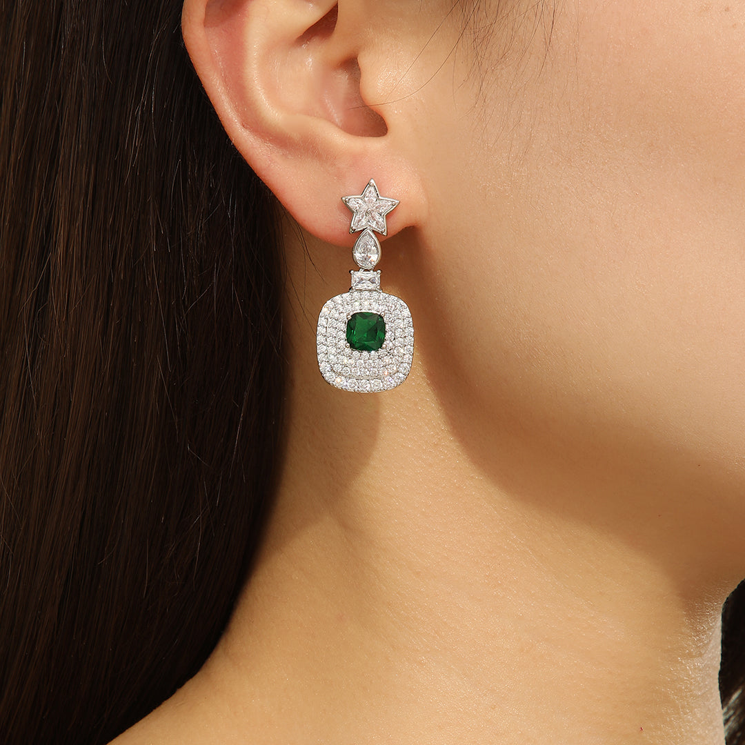 Graceful Emerald Starlight Earrings - Reet Pehal