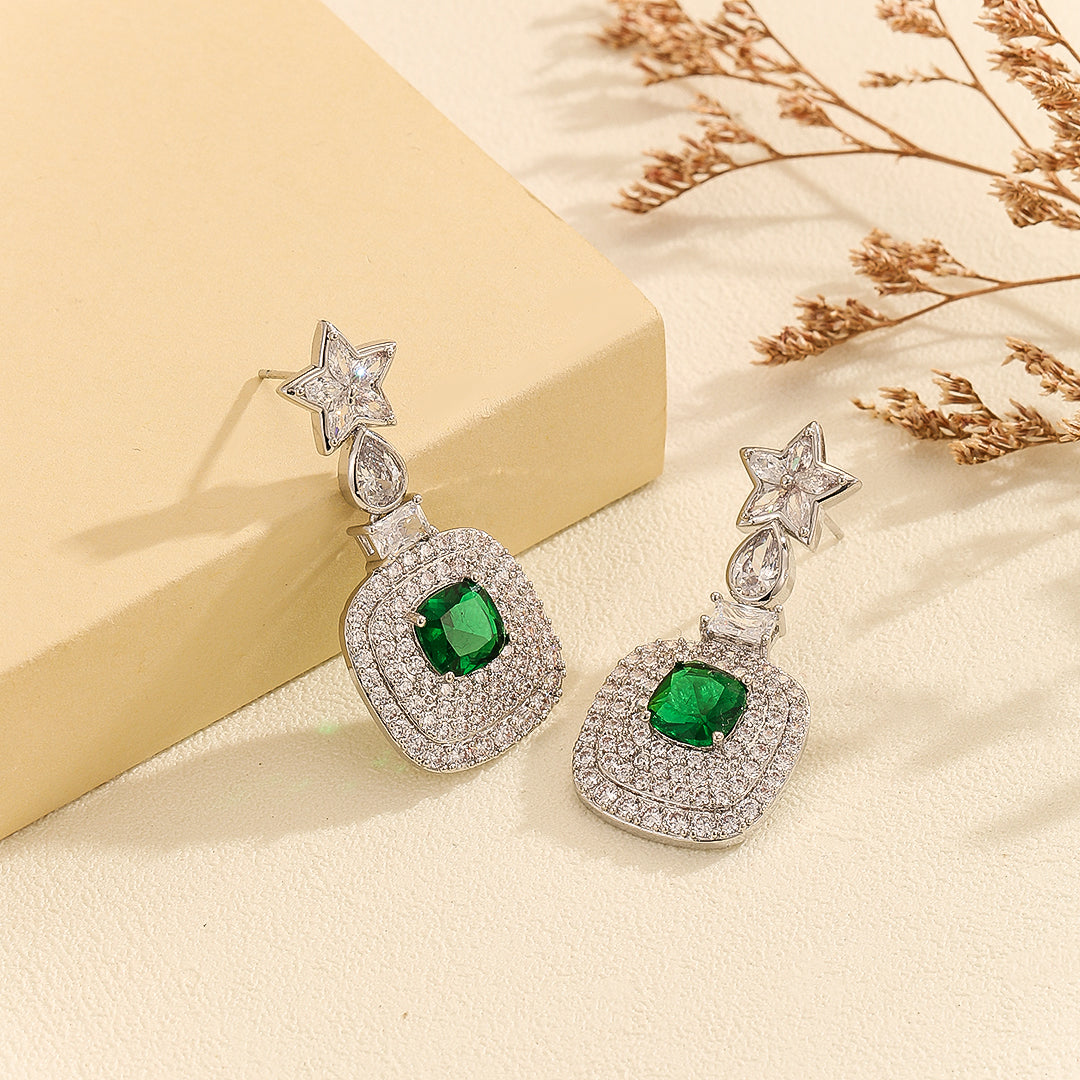 Graceful Emerald Starlight Earrings - Reet Pehal