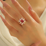 Load image into Gallery viewer, Lavish Ruby Floral Halo Ring - Reet Pehal
