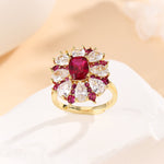 Load image into Gallery viewer, Lavish Ruby Floral Halo Ring - Reet Pehal
