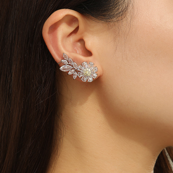 Dazzling Silver Crystal Floral  Earring - Reet Pehal