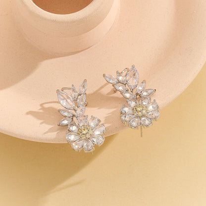 Dazzling Silver Crystal Floral  Earring - Reet Pehal