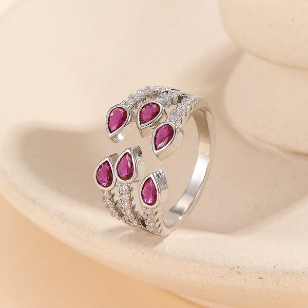 Sparkling Pink Teardrop Harmony Ring - Reet Pehal