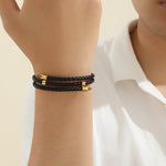 Load image into Gallery viewer, Sophisticated Gold Leather Bracelet
