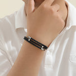 Load image into Gallery viewer, Sophisticated Silver Leather Bracelet
