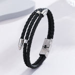 Load image into Gallery viewer, Sophisticated Silver Leather Bracelet
