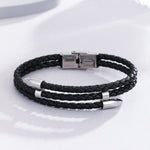 Load image into Gallery viewer, Sophisticated Silver Leather Bracelet
