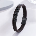 Load image into Gallery viewer, Studded Brown Leather Fusion Bracelet
