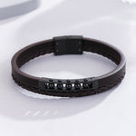 Load image into Gallery viewer, Studded Brown Leather Fusion Bracelet
