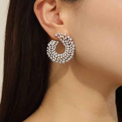 Sparkling Silver Crescent Luxe  Earrings - Reet Pehal