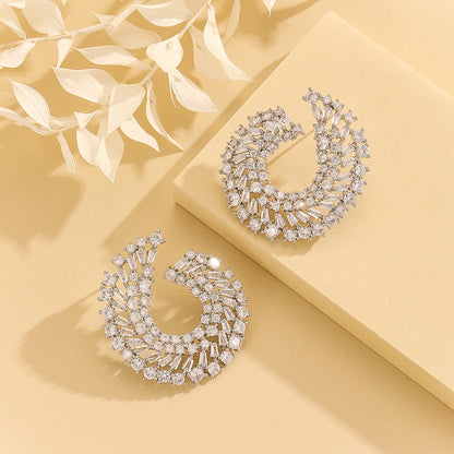 Sparkling Silver Crescent Luxe  Earrings - Reet Pehal
