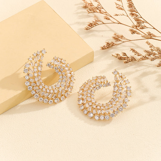 Sparkling Golden Crescent Luxe  Earrings - Reet Pehal