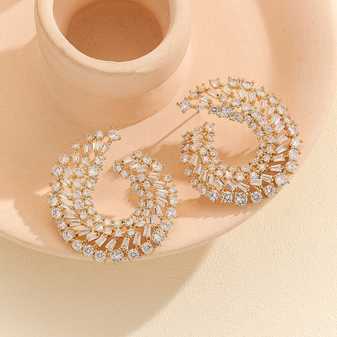 Sparkling Golden Crescent Luxe  Earrings - Reet Pehal