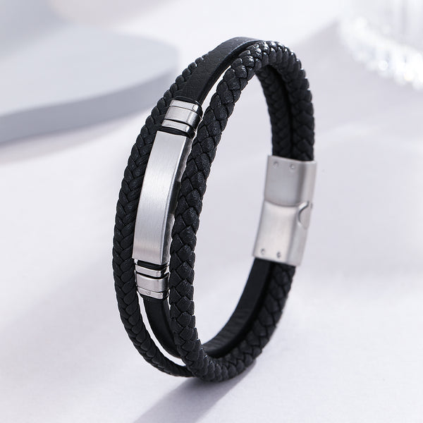 Modern Silver Stripe Braided Band