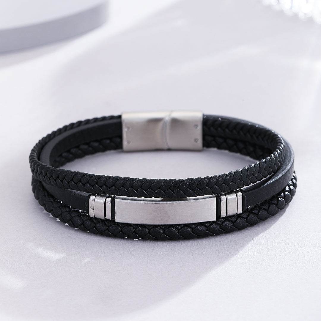 Modern Silver Stripe Braided Band