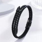 Load image into Gallery viewer, Sophisticated Noir Leather Bracelet
