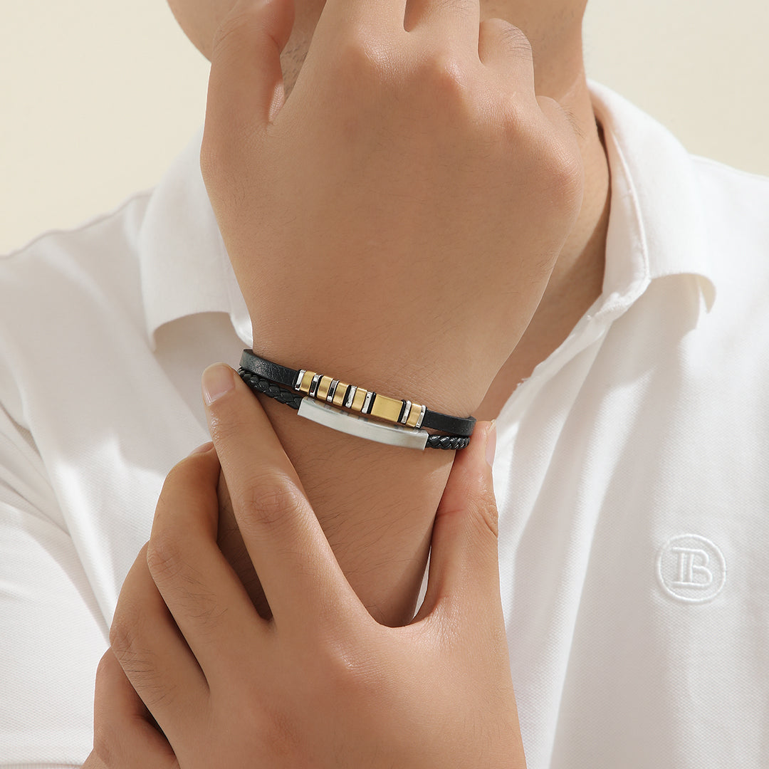 Contemporary Black Dual- Band Wristwear