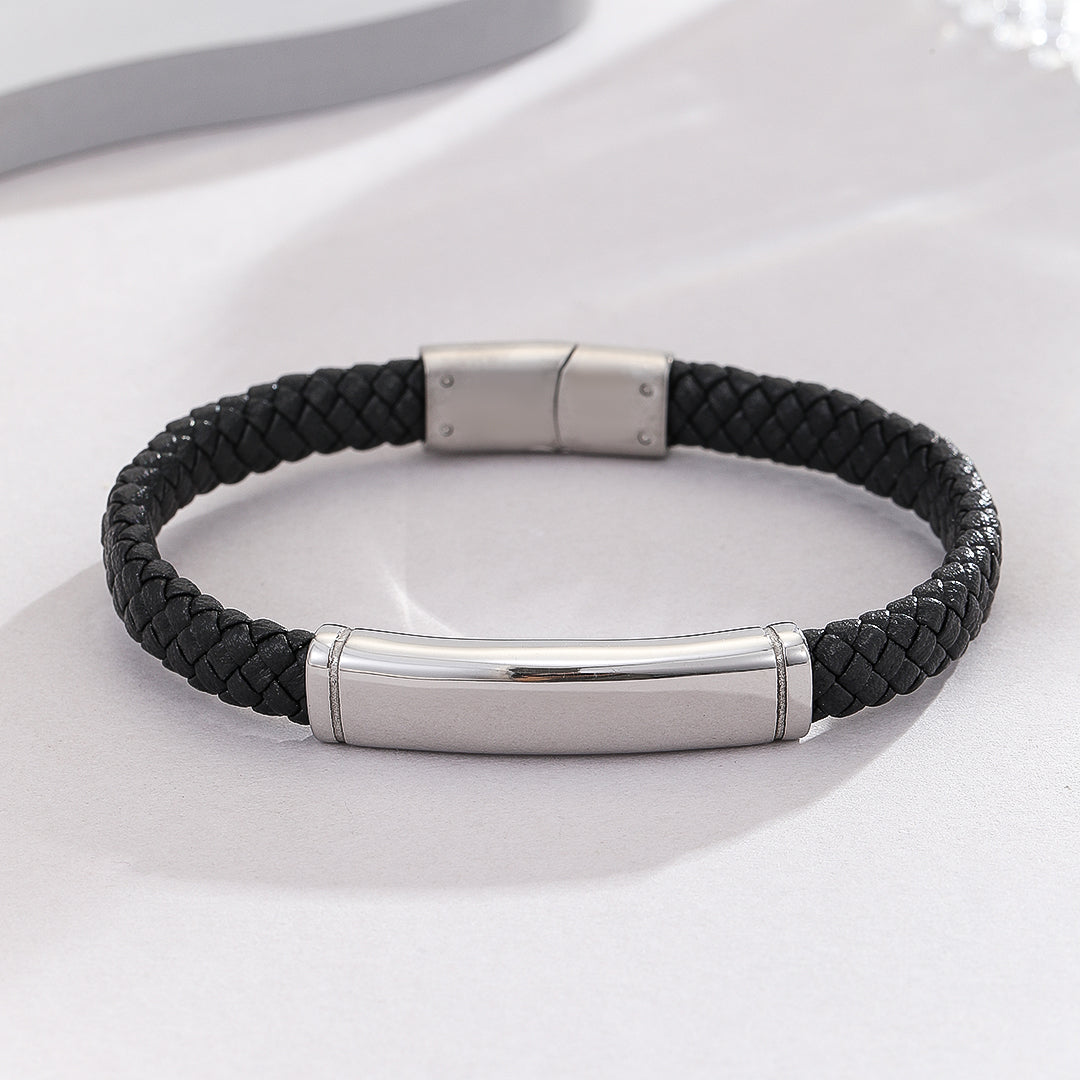 Stylish Silver Accent Leather Band