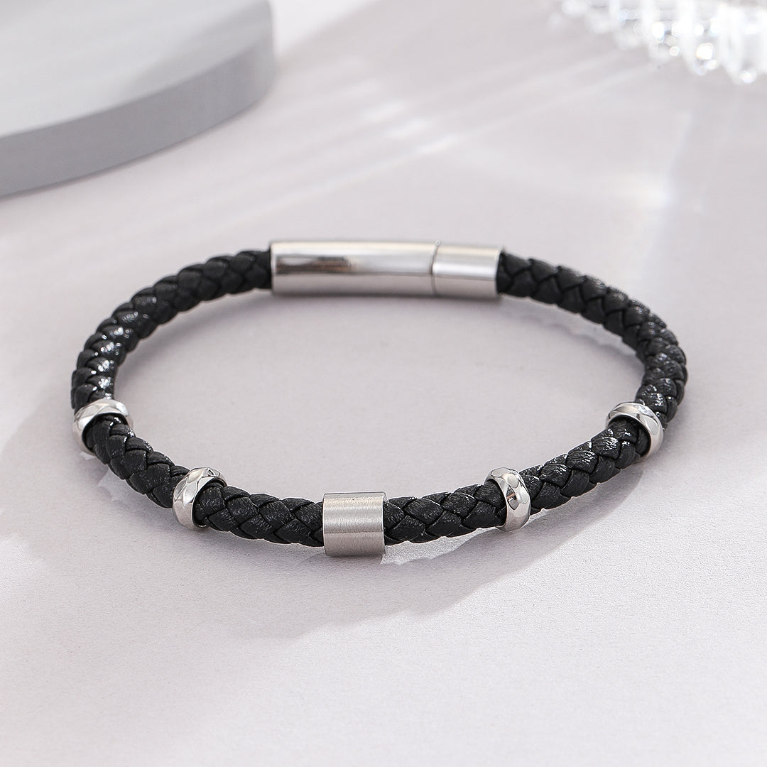 Versatile Leather Metal Bracelet