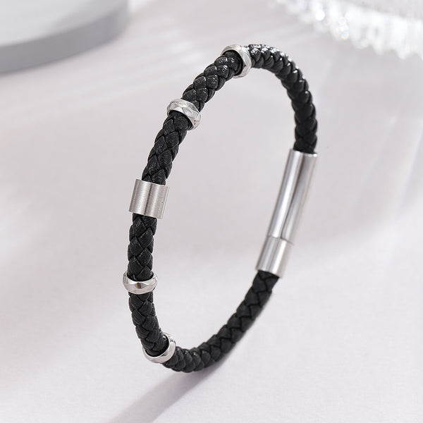 Versatile Leather Metal Bracelet