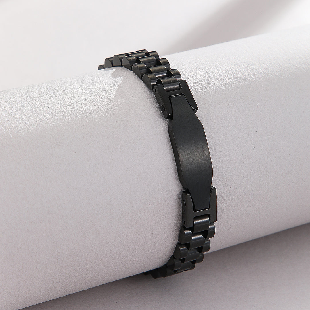 Tapered Noir Rectangular Link Bracelet