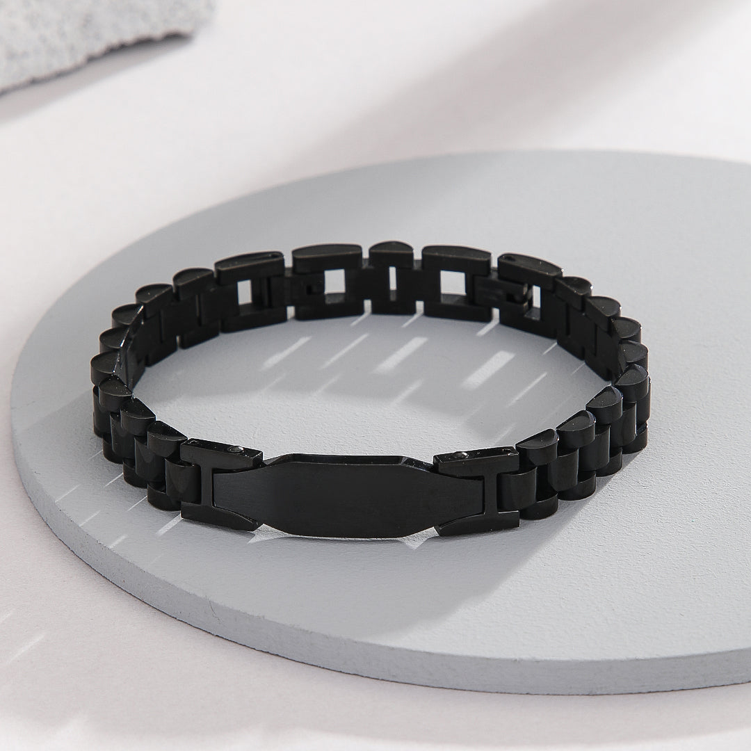 Tapered Noir Rectangular Link Bracelet