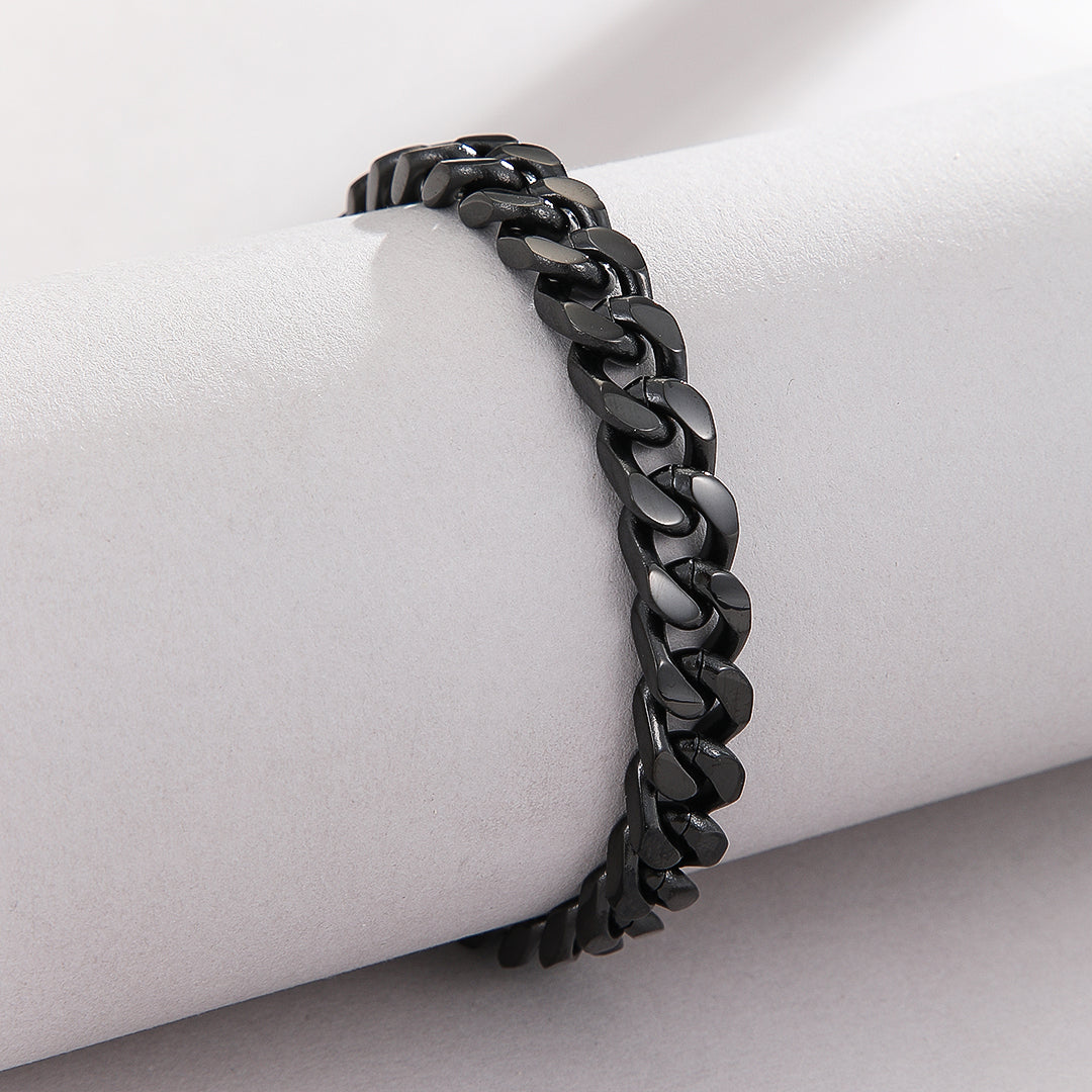 Lustrous Black Chain Elegance Bracelet