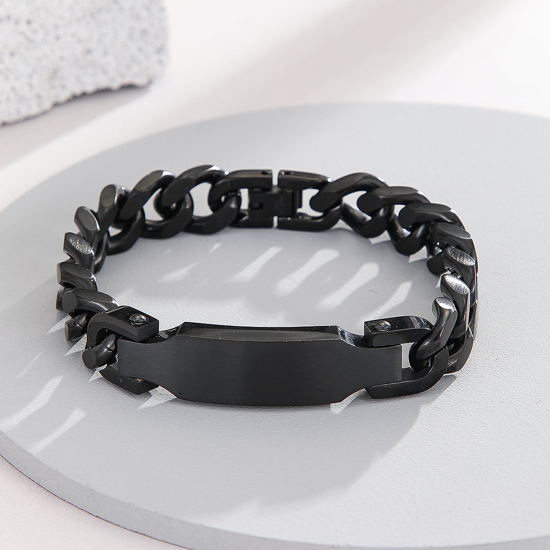 Masculine Black Link Statement Bracelet