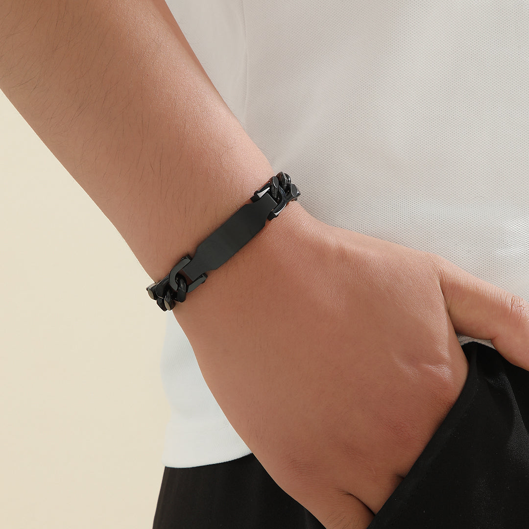 Masculine Black Link Statement Bracelet