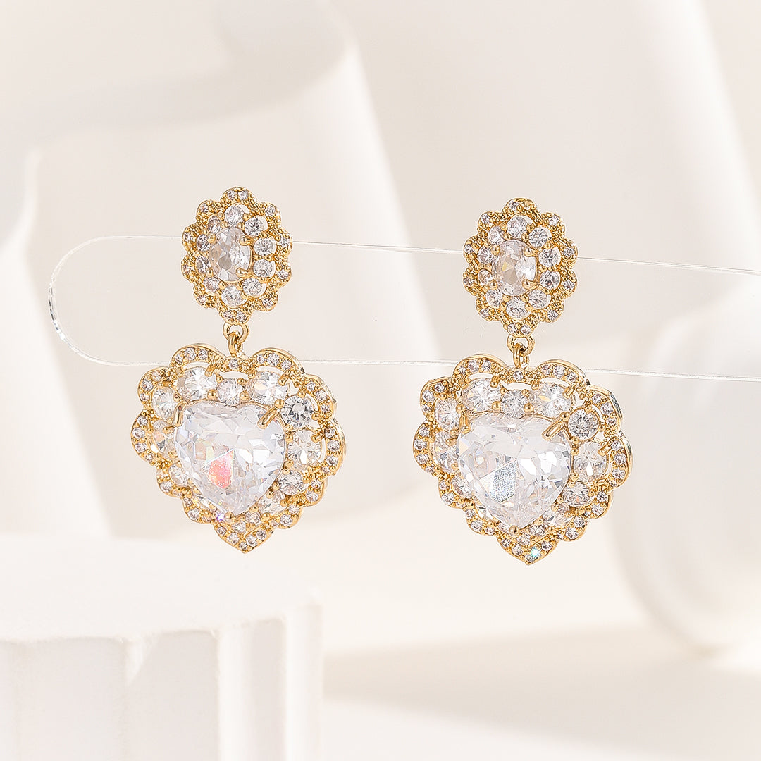 Floral Heart's Embrace Gold Earrings - Reet Pehal