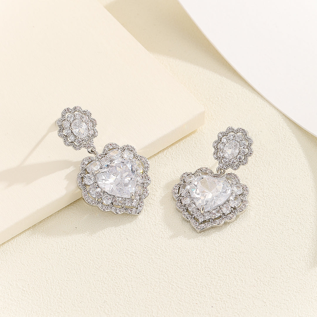 Floral Heart's Embrace Silver Earrings