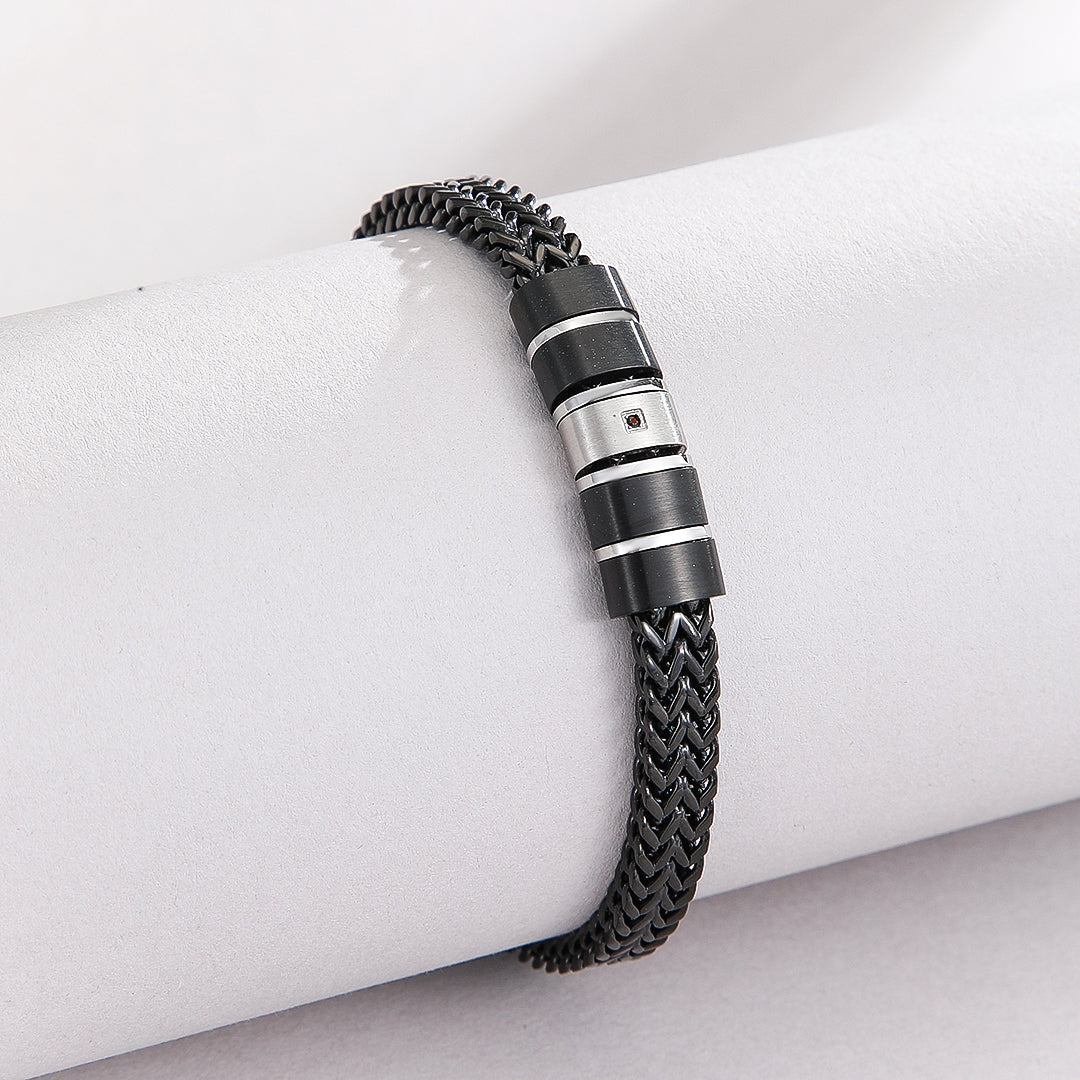 Screw-Head Accent Black Bracelet