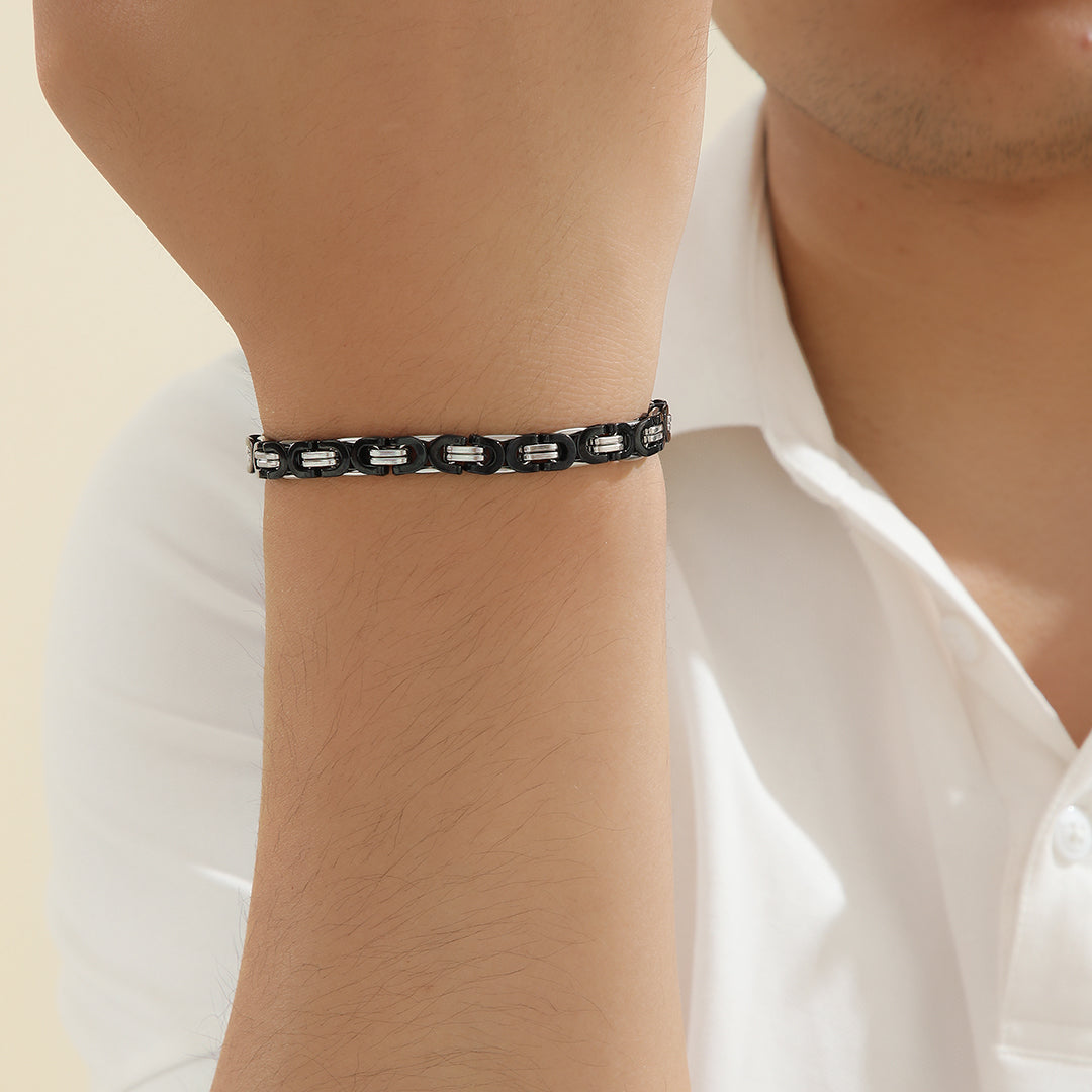 Bold Black Interlock Bracelet