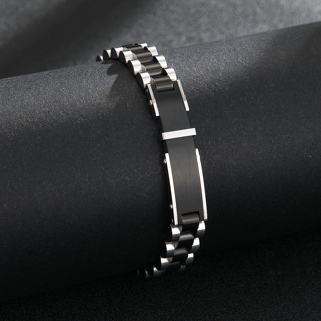 Sleek Silver-Black Loop Bracelet