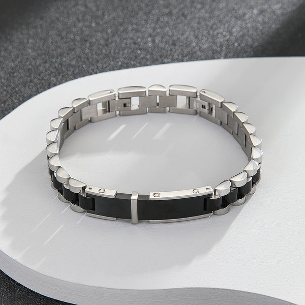 Sleek Silver-Black Loop Bracelet