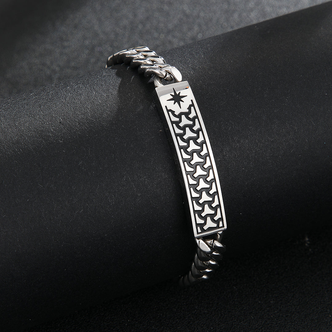 Gleaming Silver Astral Pattern Bracelet