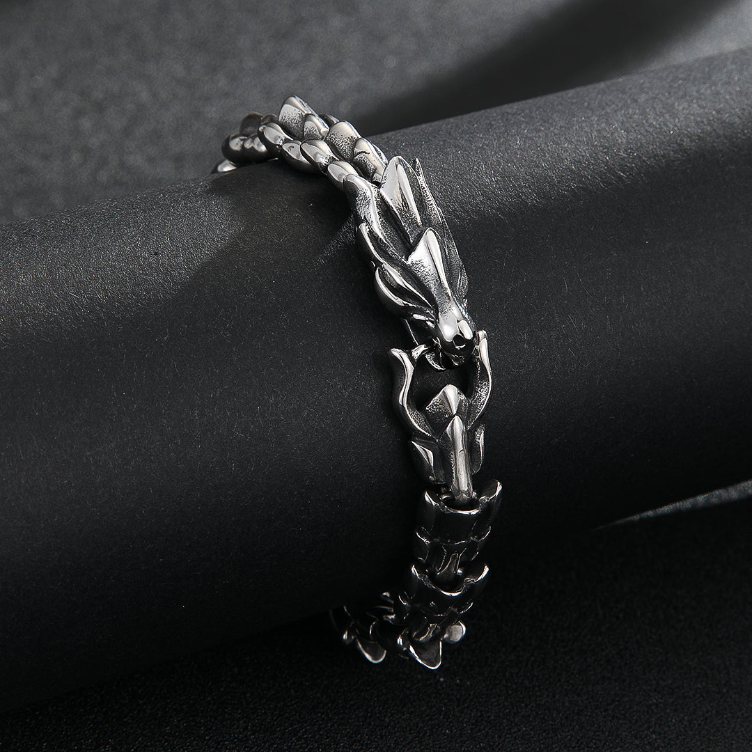 Edgy Silver Spine-Link Bracelet