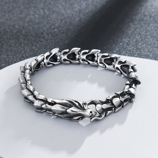 Edgy Silver Spine-Link Bracelet