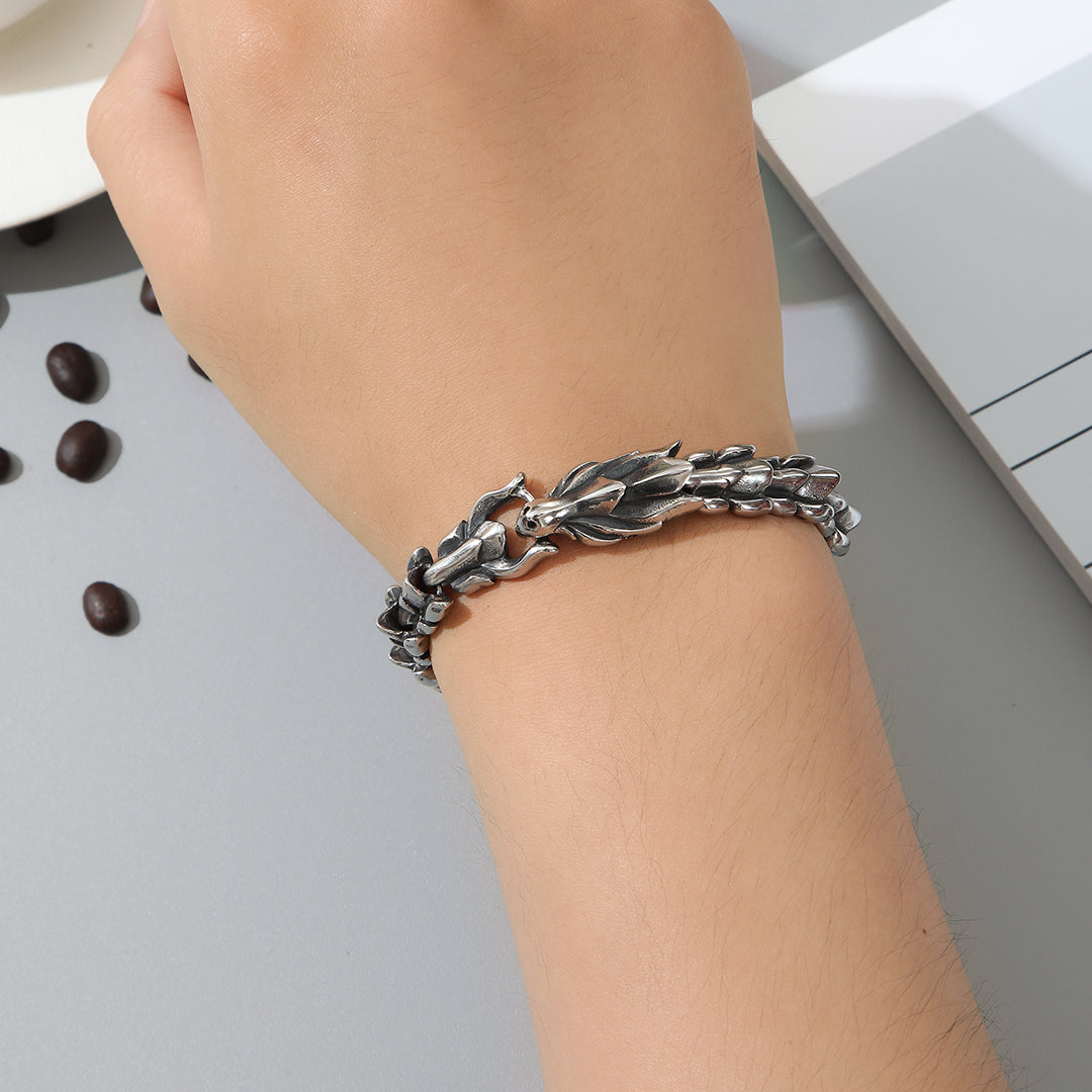 Edgy Silver Spine-Link Bracelet