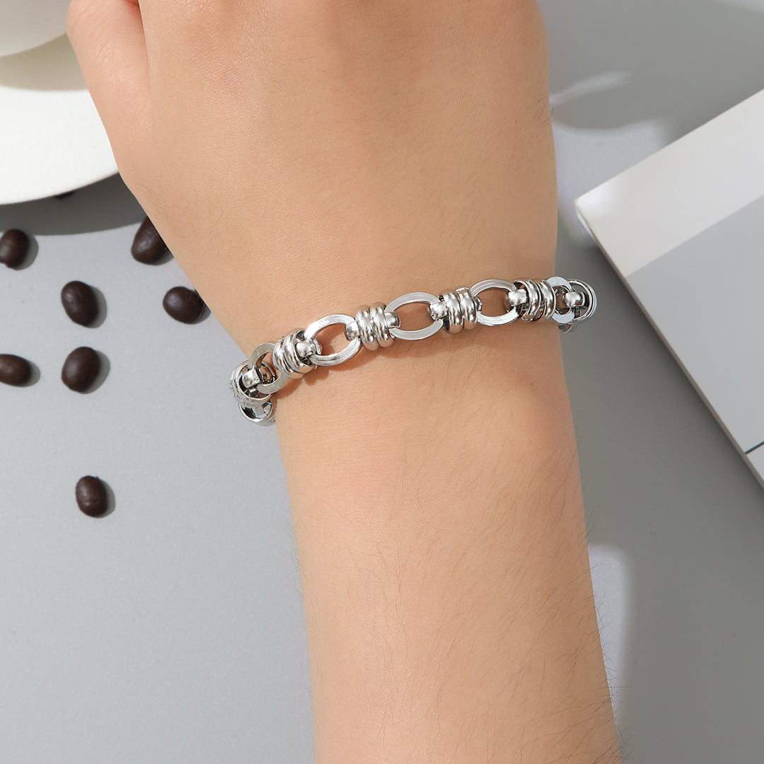 Striking Silver Statement Interlock Bracelet