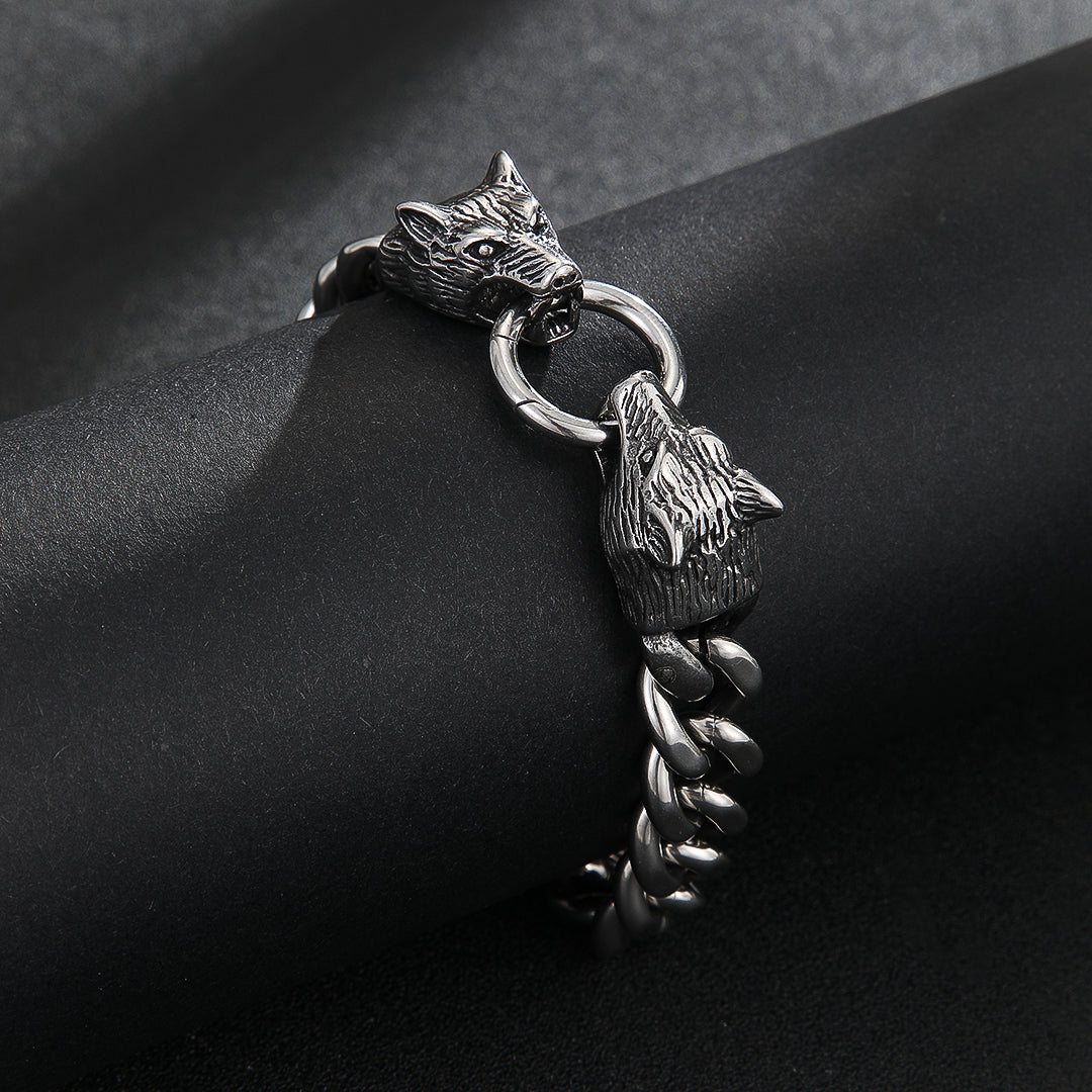 Wild Wolf Silver Chain Bracelet