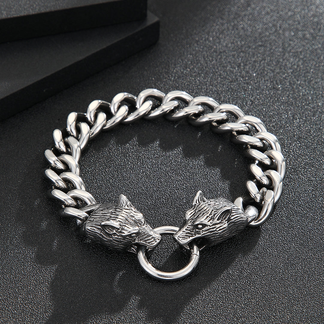 Wild Wolf Silver Chain Bracelet