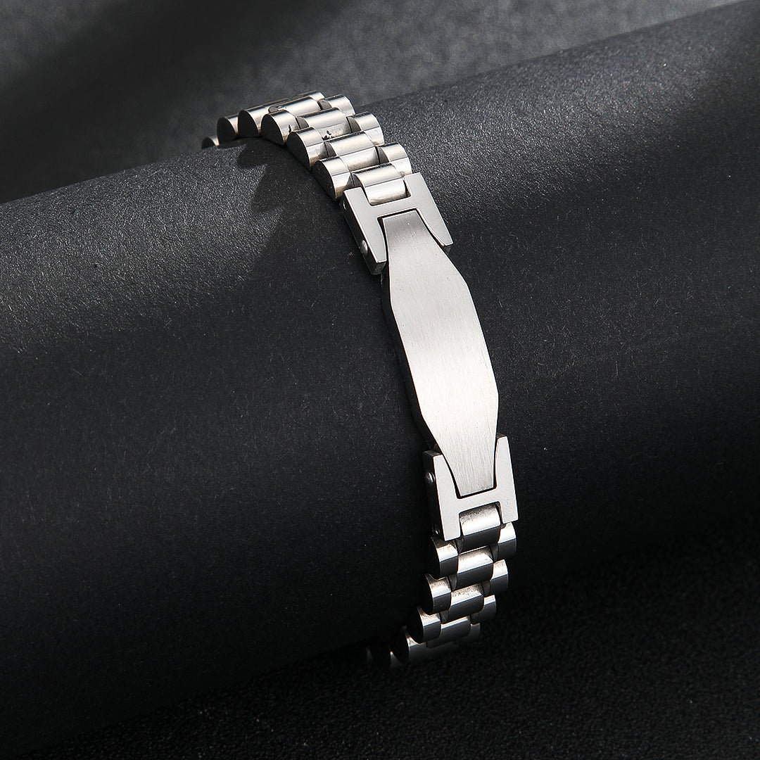 Tapered Silver Rectangular Link Bracelet