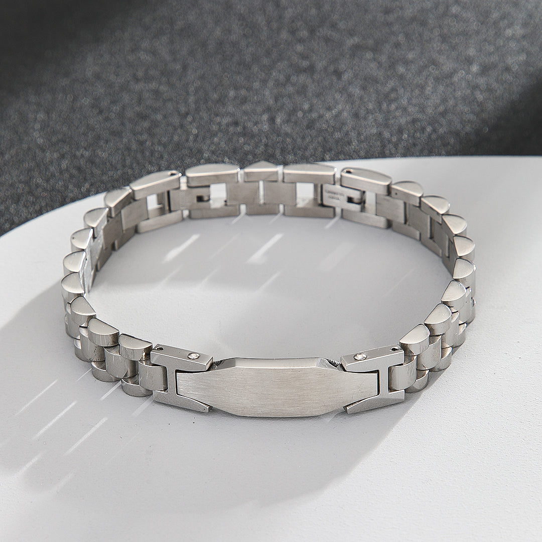 Tapered Silver Rectangular Link Bracelet