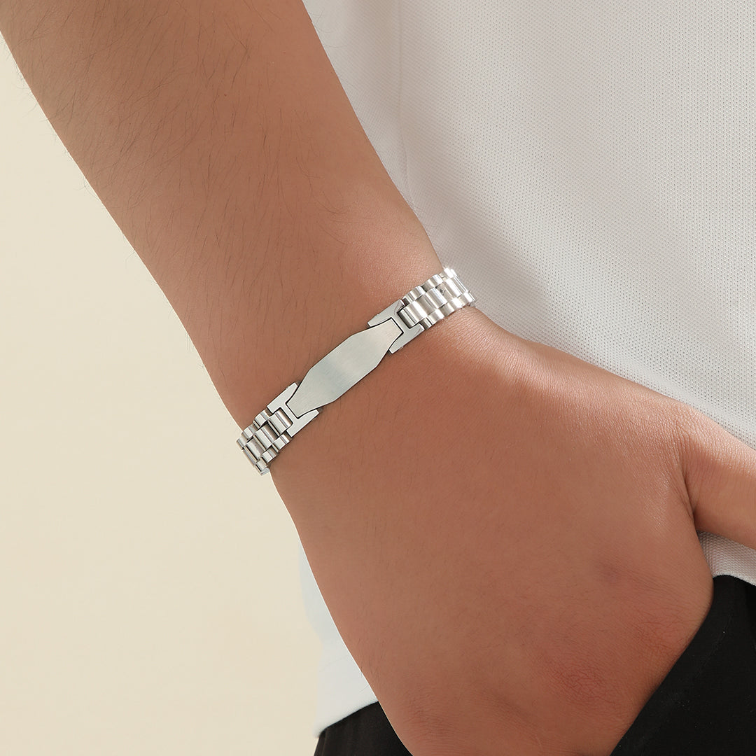 Tapered Silver Rectangular Link Bracelet