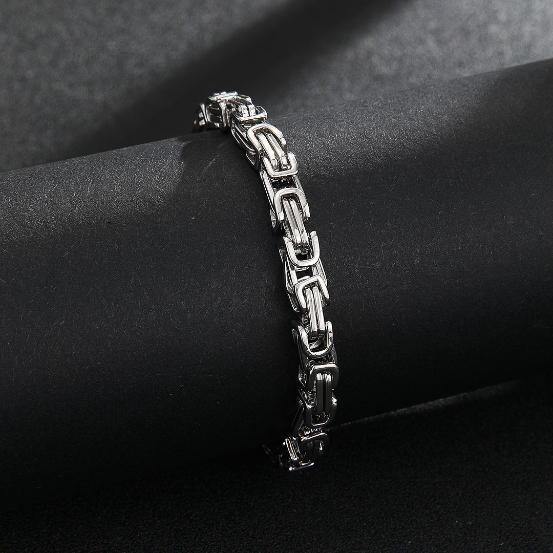 Bold Silver Interlock Bracelet