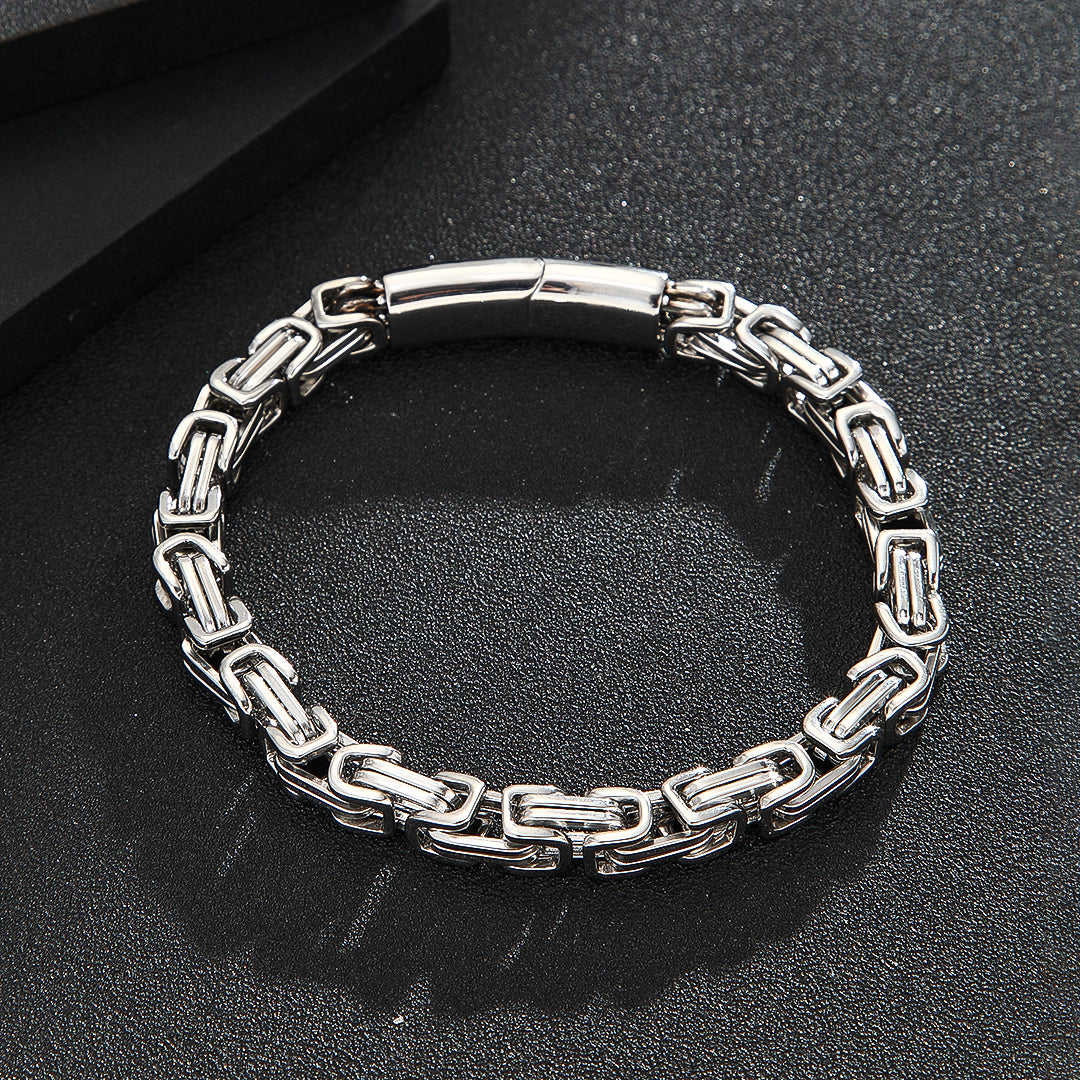 Bold Silver Interlock Bracelet