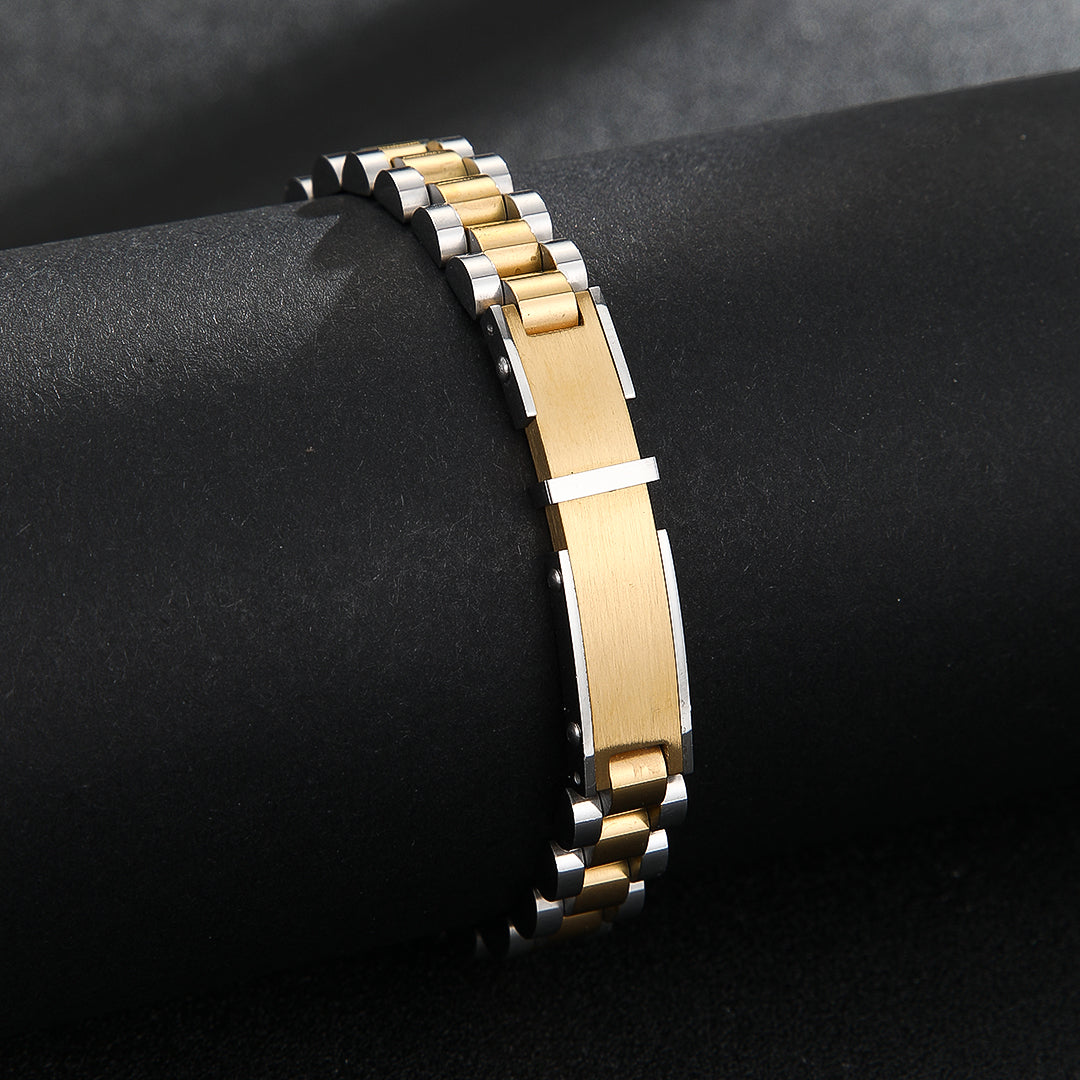 Sleek Gold-Silver Loop Bracelet