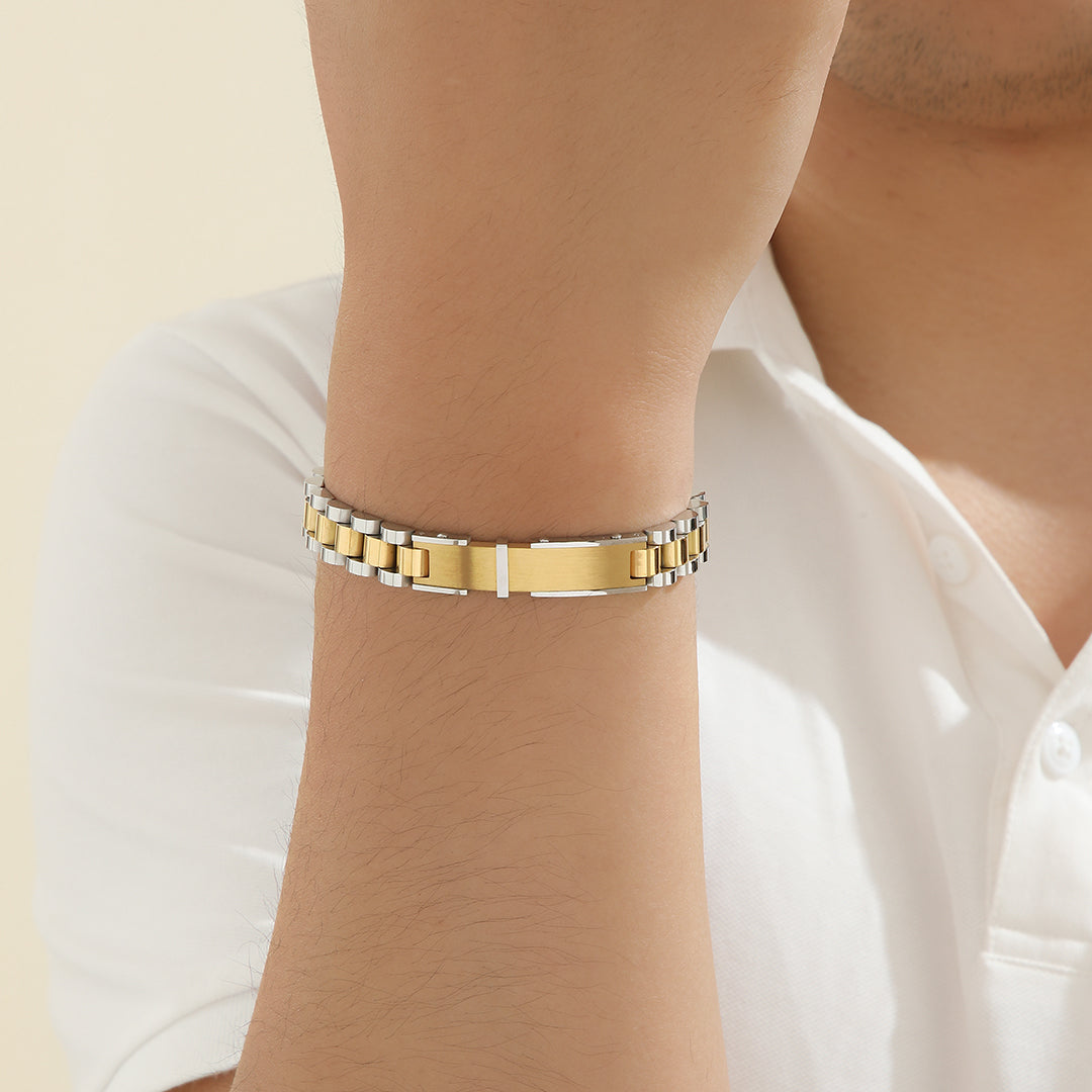 Sleek Gold-Silver Loop Bracelet